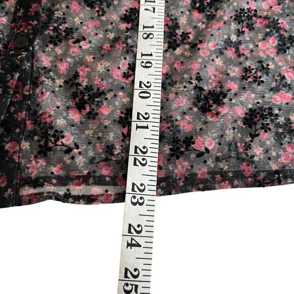 ZARA Black Floral Sheer Ruffle Trim Blouse Size Small – Romantic Feminine - Picture 9 of 9
